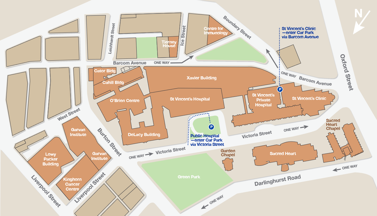 St Vincent's campus map